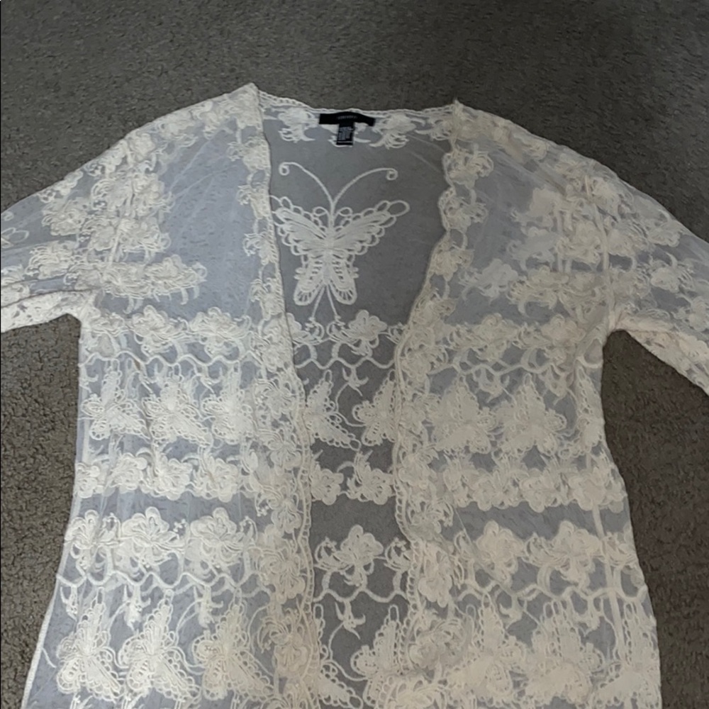 Cream lace duster